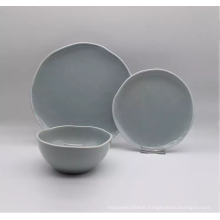 Ceramic Dinner Set Stoneware White Line Decor Dinnerware